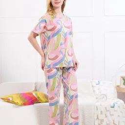 Quira Pink Printed Regular T-Shirt and Pyjama image 2