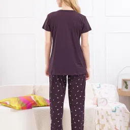 Quira Purple Printed Regular T-Shirt and Pyjama image 2