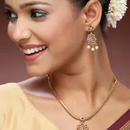 ADIVA 22K Gold-Plated American Diamond Studded Graceful Glossy Jewellery Set-image-1