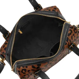 Fossil Carlie Animal Printed Brown Cotton Satchel Bag with Detachable Strap (M) image 3