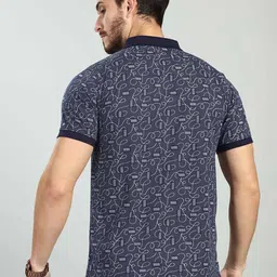 BE POSITIVE Abstract Printed Polo Collar Cotton Regular Fit T-shirt image 2