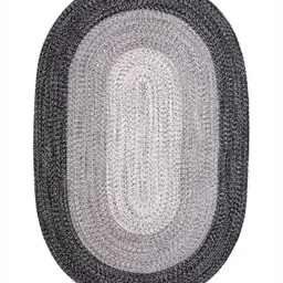 Saral Home Grey Geometric Anti-Skid Polyester Carpet image 2