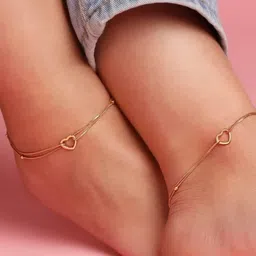 Kunjus Premium Set Of 2 Rose Gold-Plated Artificial Beaded Anklets image 3