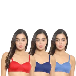 Women Cotton Red,Blue,L-Blue Padded Non-Wired Lingerie Bra Sport wear Gym Crop Tank Top-image-31