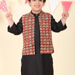 Fabindia Boys Printed Pure Cotton Woven Nehru Jacket-picture-33