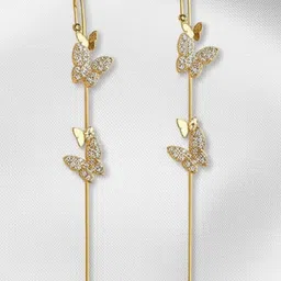 DressBerry Gold-Plated Cubic Zirconia Studded Animal Shaped Drop Earrings image 2