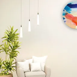 THE QUIRKY HOME White & Blue Swirling Color Brush Printed Ceramic Decorative Wall Decor-picture-23