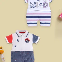 BABY GO Infant Boys Pack Of 2 Printed Pure Cotton Rompers-picture-11