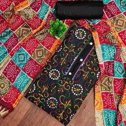 Panzora Floral Embroidered Mirror Work Unstitched Dress Material-picture-35