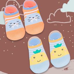 Baby Moo Fruits And Kitty Design 2 Pair Of Socks - Blue Orange-picture-34