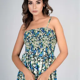 HERE&NOW Floral Printed Shoulder Straps Fit & Flare Dress image 4