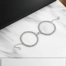 Vembley Set Of 2 Silver-Plated Heart Shaped Magnet Link Bracelet image 3