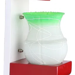 1ST TIME Green & Red Textured Wood Contemporary Abstract Shaped Shaped Wall Lamp image 4