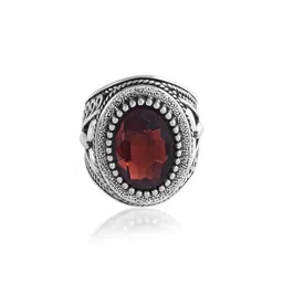 dzinetrendz Oxidised Brass Re-constituted Created Hessonite Gomed Finger ring image 3