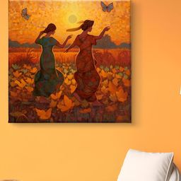 Livin'luxe Brown & Green Women Running Printed Canvas Wall Art-picture-27