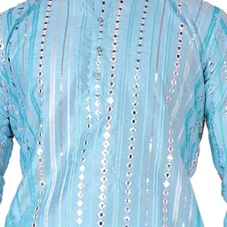 trustous Men Embroidered Regular Mirror Work Pure Cotton Kurta with Pyjamas image 2