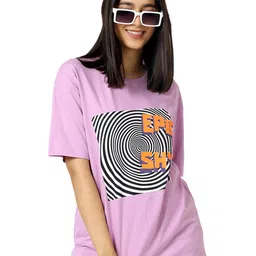 albatross Women Typography Printed Round Neck Pure Cotton Oversized T-shirt-picture-53