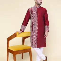 W & G Men Geometric Kurta image 4