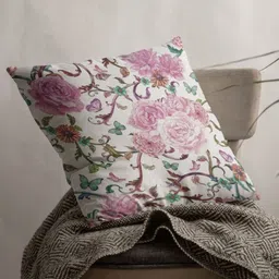 THEYAYACAFE White & Pink Floral Velvet Square Cushion Covers-image-8
