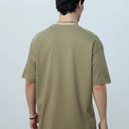 The Souled Store Oversized Mossy Typography Printed Pure Cotton T-Shirt image 3