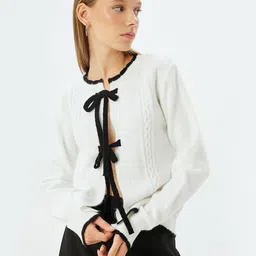 Koton Women Cable Knit Front-Open Sweater-image-1
