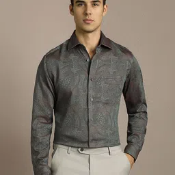 Louis Philippe Ethnic Motifs Printed Spread Collar Cotton Formal Shirt-picture-26