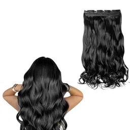 VIEWS Clip-In Wavy Scalp Topper Long Lasting Hair Extension - Black - 24 Inch-picture-35