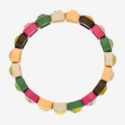 Kushal's Fashion Jewellery Women Gold-Plated Zircon Studded Elasticated Bracelet-picture-31