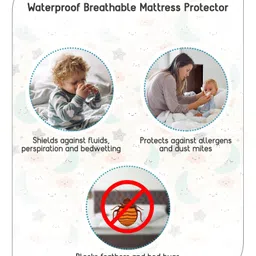 Babyhug Soft Terry Waterproof Mattress Protector Breathable Fitted Cover Sheet - Maroon image 2