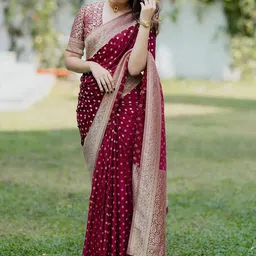 AMRUTKALA SAREES Woven Design Zari Banarasi Saree-picture-4