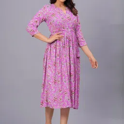 sqkurti SQ kurti Women's stylish Light Pink floral midi dress image 2