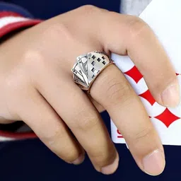 J.S ENTERPRISES Unisex Stainless Steel Playing Card Design Finger Ring-image-74