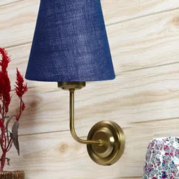 Devansh Blue & Gold-Toned Metal Frustum Shaped Wall Lamp image 3