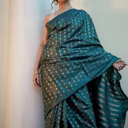 CANIZZARO Woven Design Zari Silk Blend Handloom Banarasi Saree image 2