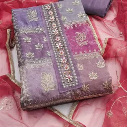 Peachmode Embroidered Organza Unstitched Dress Material-picture-40