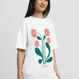 JUNEBERRY Women Drop-Shoulder Sleeves Pure Cotton Oversized Tshirt image 5