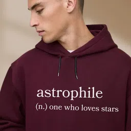 Cool Plus Men Typography Printed Ribbed Hemline Hooded Sweatshirt image 2