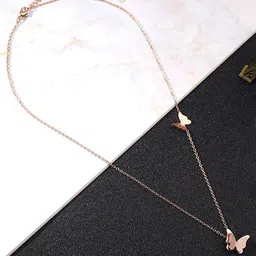 DressBerry Rose Gold-Plated Butterfly Shaped Pendant With Chain image 5