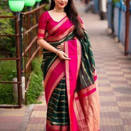 VILLE FASHION Woven Design Zari Art Silk Kanjeevaram Saree-picture-29