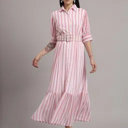 Belfry Women Striped Georgette Fit & Flare Maxi Dress-picture-38