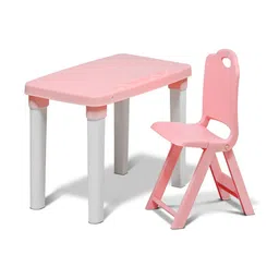 HAPPY BEAR Kids Pink & White Folding Chair & Adjustable Study Table-image-32