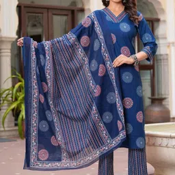 KALINI Women Ethnic Motifs Printed Regular Pure Cotton Kurta with Palazzos & Dupatta-picture-32