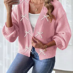 StyleCast x Revolte Women Self Design Open Front Shrug image 3