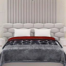 Monte Carlo Grey & Blue Geometric Printed 600 GSM Mild Winter 600 GSM Double Bed Blanket-picture-29