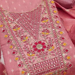 BlissFlair Art Silk Unstitched Dress Material image 2