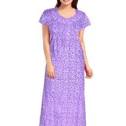 aakarshana Pure Cotton Printed Nighty Nightrdess Maxi Gown For Women-picture-31