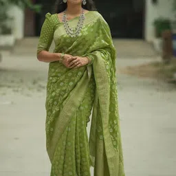 WOVENSTOCK Floral Zari Pure Silk Handloom Kanjeevaram Saree-picture-20