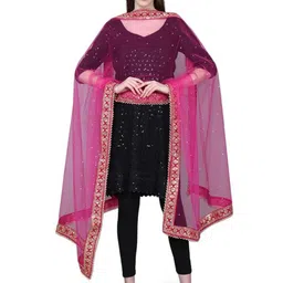 Way2Like Polka Dots Embroidered Sequinned Net Dupatta image 5