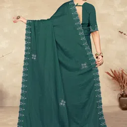 HANS ART AND CRAFT Ethnic Motifs Embroidered Art Silk Heavy Work Saree image 4