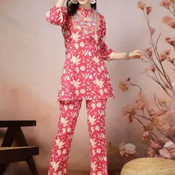 Stylum Printed & Embroidered Cotton Co-Ord Set image 1
